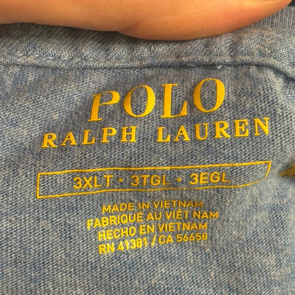 Polo Ralph Lauren Hooded T-Shirt Mens 3XLT Blue Long Sleeve Pony Logo Hoodie